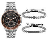 Buy Shop Michael Kors Bayville Chronograph Black Dial Silver Steel Strap Watch For Men - MK8725 USA Online