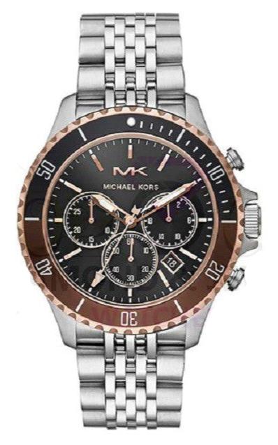 Buy Shop Michael Kors Bayville Chronograph Black Dial Silver Steel Strap Watch For Men - MK8725 USA Online