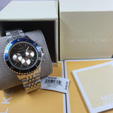Buy Shop Michael Kors Bayville Chronograph Black Dial Silver Steel Strap Watch For Men - MK8749 USA Online
