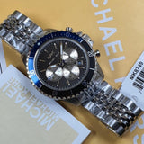 Buy Shop Michael Kors Bayville Chronograph Black Dial Silver Steel Strap Watch For Men - MK8749 USA Online