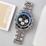Buy Shop Michael Kors Bayville Chronograph Black Dial Silver Steel Strap Watch For Men - MK8749 USA Online
