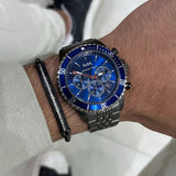 Buy Shop Michael Kors Bayville Chronograph Blue Dial Grey Steel Strap Watch For Men - MK8727 USA Online