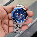Buy Shop Michael Kors Bayville Chronograph Blue Dial Grey Steel Strap Watch For Men - MK8727 USA Online