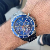 Buy Shop Michael Kors Bayville Chronograph Blue Dial Grey Steel Strap Watch For Men - MK8727 USA Online
