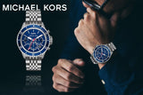 Buy Shop Michael Kors Bayville Chronograph Blue Dial Grey Steel Strap Watch For Men - MK8727 USA Online