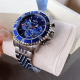 Buy Shop Michael Kors Bayville Chronograph Blue Dial Grey Steel Strap Watch For Men - MK8727 USA Online