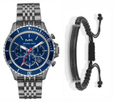 Buy Shop Michael Kors Bayville Chronograph Blue Dial Grey Steel Strap Watch For Men - MK8727 USA Online