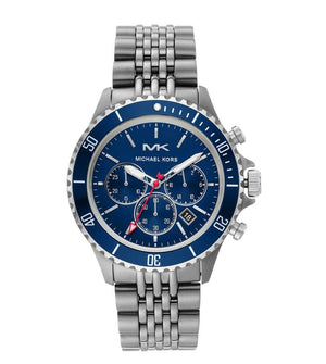 Buy Shop Michael Kors Bayville Chronograph Blue Dial Grey Steel Strap Watch For Men - MK8727 USA Online