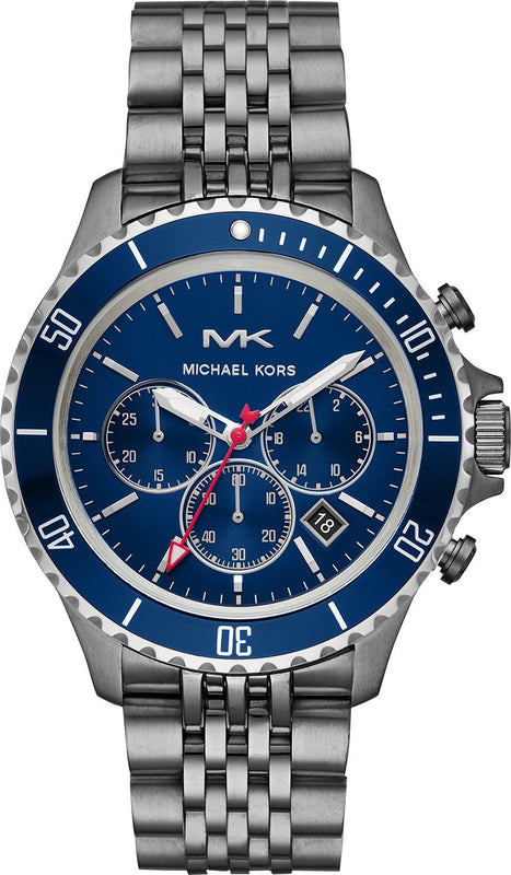 Buy Shop Michael Kors Bayville Chronograph Blue Dial Grey Steel Strap Watch For Men - MK8727 USA Online