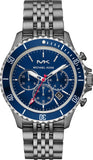 Buy Shop Michael Kors Bayville Chronograph Blue Dial Grey Steel Strap Watch For Men - MK8727 USA Online