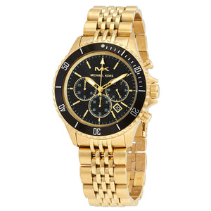 Buy Shop Michael Kors Bayville Chronograph Black Dial Gold Steel Strap Watch For Men - MK8726 USA Online