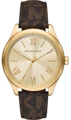 Buy Shop Michael Kors Benning Three Hand Gold Dial Brown Leather Strap Watch For Men - MK8931 USA Online