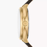 Buy Shop Michael Kors Benning Three Hand Gold Dial Brown Leather Strap Watch For Men - MK8931 USA Online