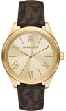 Buy Shop Michael Kors Benning Three Hand Gold Dial Brown Leather Strap Watch For Men - MK8931 USA Online