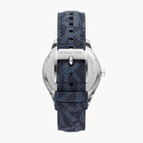 Buy Shop Michael Kors Benning Three Hand Silver Dial Blue Leather Strap Watch For Men - MK8930 USA Online