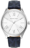 Buy Shop Michael Kors Benning Three Hand Silver Dial Blue Leather Strap Watch For Men - MK8930 USA Online