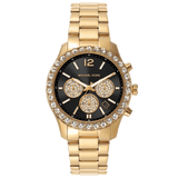 Buy Shop Michael Kors Berkley Chronograph Black Dial Gold Steel Strap Watch For Women - MK7414 USA Online