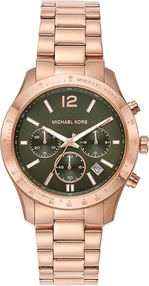 Buy Shop Michael Kors Berkley Chronograph Green Dial Rose Gold Steel Strap Watch For Women - MK7412 USA Online