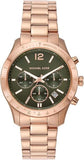 Buy Shop Michael Kors Berkley Chronograph Green Dial Rose Gold Steel Strap Watch For Women - MK7412 USA Online