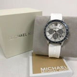 Buy Shop Michael Kors Berkley Chronograph Silver Dial White Rubber Strap Watch For Women - MKO1040 USA Online