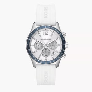 Buy Shop Michael Kors Berkley Chronograph Silver Dial White Rubber Strap Watch For Women - MKO1040 USA Online