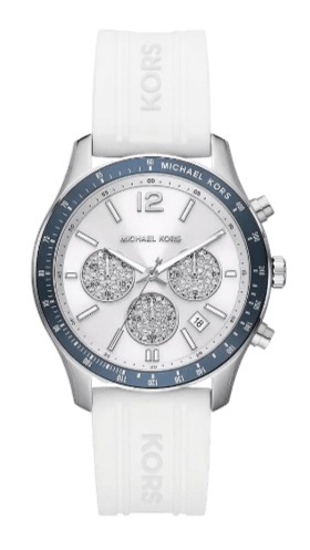 Buy Shop Michael Kors Berkley Chronograph Silver Dial White Rubber Strap Watch For Women - MKO1040 USA Online