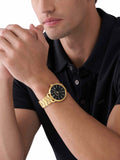 Buy Shop Michael Kors Blake Quartz Black Dial Gold Steel Strap Watch for Men - MK9136 USA Online