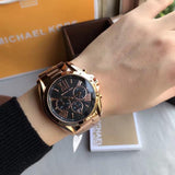 Buy Shop Michael Kors Bradshaw Black Dial Rose Gold Steel Strap Watch for Women - MK5854 USA Online