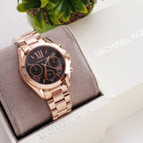 Buy Shop Michael Kors Bradshaw Black Dial Rose Gold Steel Strap Watch for Women - MK5854 USA Online