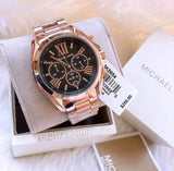 Buy Shop Michael Kors Bradshaw Black Dial Rose Gold Steel Strap Watch for Women - MK5854 USA Online