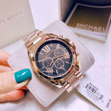 Buy Shop Michael Kors Bradshaw Black Dial Rose Gold Steel Strap Watch for Women - MK5854 USA Online