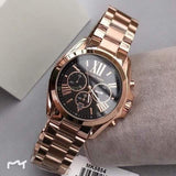 Buy Shop Michael Kors Bradshaw Black Dial Rose Gold Steel Strap Watch for Women - MK5854 USA Online