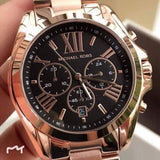 Buy Shop Michael Kors Bradshaw Black Dial Rose Gold Steel Strap Watch for Women - MK5854 USA Online