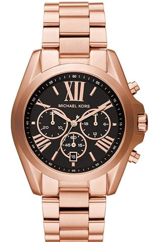 Buy Shop Michael Kors Bradshaw Black Dial Rose Gold Steel Strap Watch for Women - MK5854 USA Online