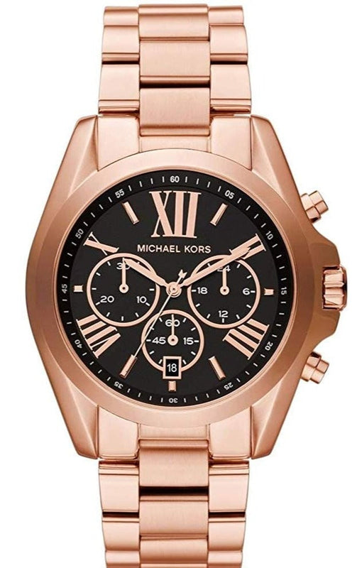 Buy Shop Michael Kors Bradshaw Black Dial Rose Gold Steel Strap Watch for Women - MK5854 USA Online