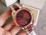 Buy Shop Michael Kors Bradshaw Burgundy Dial Two Tone Steel Strap Watch for Women - MK6270 USA Online