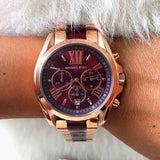 Buy Shop Michael Kors Bradshaw Burgundy Dial Two Tone Steel Strap Watch for Women - MK6270 USA Online