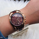 Buy Shop Michael Kors Bradshaw Burgundy Dial Two Tone Steel Strap Watch for Women - MK6270 USA Online