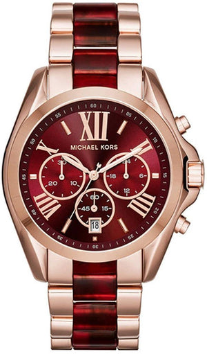Buy Shop Michael Kors Bradshaw Burgundy Dial Two Tone Steel Strap Watch for Women - MK6270 USA Online
