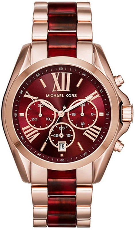 Buy Shop Michael Kors Bradshaw Burgundy Dial Two Tone Steel Strap Watch for Women - MK6270 USA Online