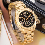 Buy Shop Michael Kors Bradshaw Chronograph Black Dial Gold Steel Strap Watch For Women - MK6959 USA Online
