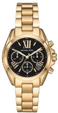 Buy Shop Michael Kors Bradshaw Chronograph Black Dial Gold Steel Strap Watch For Women - MK6959 USA Online