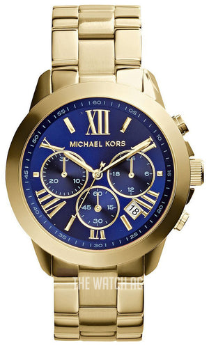 Buy Shop Michael Kors Bradshaw Chronograph Blue Dial Gold Steel Strap Watch For Women - MK5923 USA Online