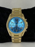 Buy Shop Michael Kors Bradshaw Chronograph Blue Dial Gold Steel Strap Watch For Women - MK5975 USA Online