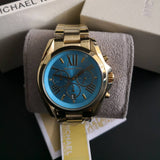 Buy Shop Michael Kors Bradshaw Chronograph Blue Dial Gold Steel Strap Watch For Women - MK5975 USA Online