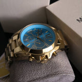 Buy Shop Michael Kors Bradshaw Chronograph Blue Dial Gold Steel Strap Watch For Women - MK5975 USA Online
