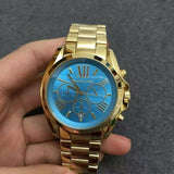 Buy Shop Michael Kors Bradshaw Chronograph Blue Dial Gold Steel Strap Watch For Women - MK5975 USA Online