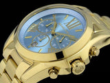 Buy Shop Michael Kors Bradshaw Chronograph Blue Dial Gold Steel Strap Watch For Women - MK5975 USA Online