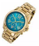 Buy Shop Michael Kors Bradshaw Chronograph Blue Dial Gold Steel Strap Watch For Women - MK5975 USA Online