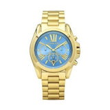 Buy Shop Michael Kors Bradshaw Chronograph Blue Dial Gold Steel Strap Watch For Women - MK5975 USA Online